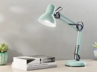 Modern Study Desk Lamp Aquamarine Low-poly 3D model