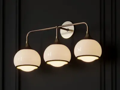 Reese 3-2-1-Light Aged Brass Wall Sconce 3D model