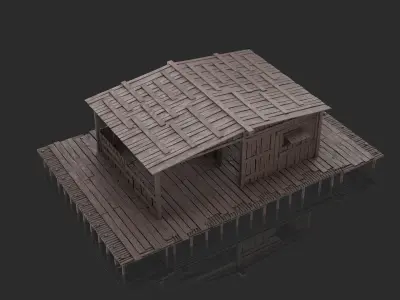 Fantasy Wooden House - Jungle Hut 5 3D model