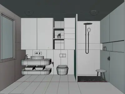 A Washroom Design with textures 3D model