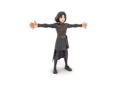 Medieval Knight with Dark Wavy Hair Low-poly 3D model