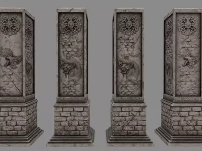 pillar 10 Low-poly 3D model
