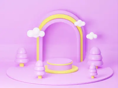 Podium In Woods Includes Lighting Setup 3D model