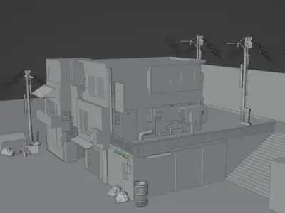 Cyberpunk Street Scene 3D model