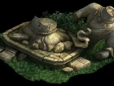 Traces forest Broken Statue of the Emperor 02 3D model