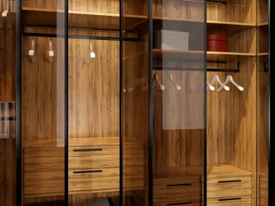 Wardrobe with doors and drawers 3D model buy