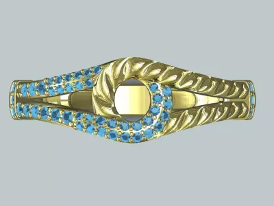 Minimalist Bezel Set Solitaire Ring 14K Gold 3D print model