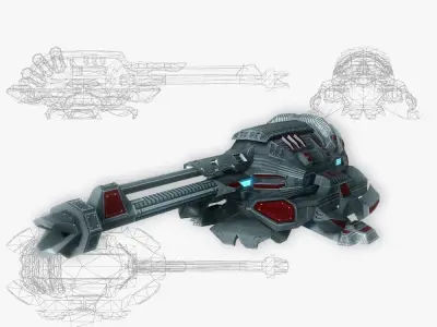 Blaster cannon 04 sci-fi low poly Low-poly 3D model