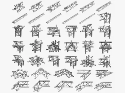 Triangular Truss Standard Collection - 41 PCS Modular 3D model