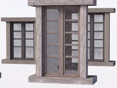 Central european Rustic Windows Low-poly 3D model