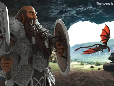  Game Dwarf Character in Chainmail Rigged 