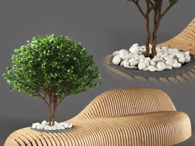 bench737 bench made from corrugated cardboard 3D model
