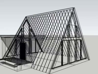 A simple A-frame cabin base 3D model