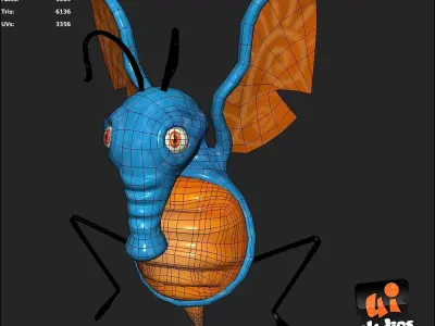 Alien Flying Creature Low-poly 3D model