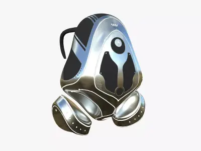 SciFi Backpack H10 Aluminum - Fashion Character Design Low-poly 3D model