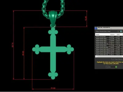 High Cross Pendant Light Gold 18K 3CP070 3D model