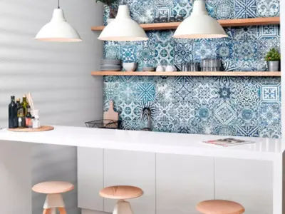 Azulejo Blue Backsplash  Texture