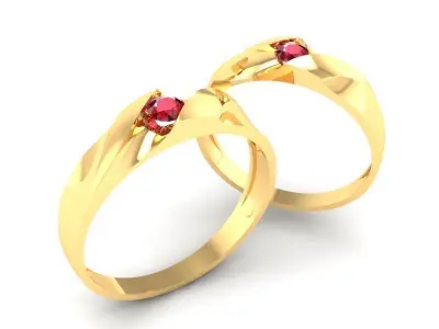 Elegant Twist Couple Ring with Round Center Stone 361 3D print model