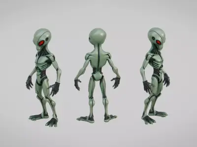 Alien Cyborg Rigged Low-poly 3D model
