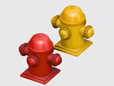 Fire Hydrant Traffic Cone Stylized Roadside 3D Asset Pack Low-poly 3D model