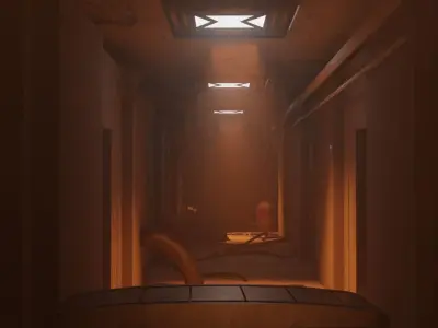 Concept Art Dystopic Corridor Scene Low Poly Low-poly 3D model
