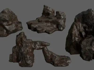 Rock Set Low-poly 3D model 5