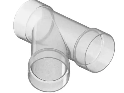 Transparent Plumbing Y Fitting 3D model