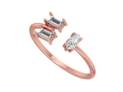 Three Stone Light Weight Band Ring 3D print model