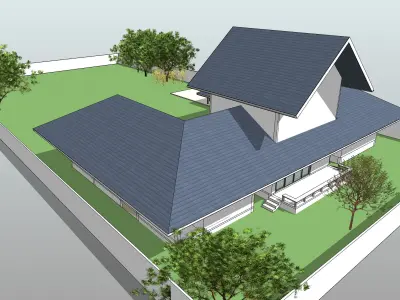 Tropical U house 3D model