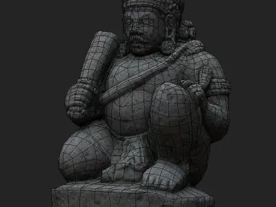 Low Poly PBR Dwarapala Statue Low-poly 3D model