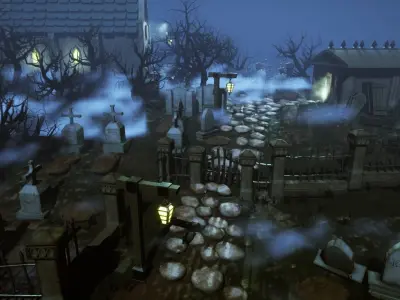 Stylized Graveyard Environment Modular Pack 3D model