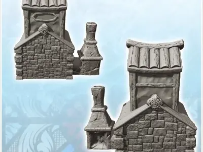 Blacksmiths shop in cut stone with arch in the center 11 - Medie 3D print model