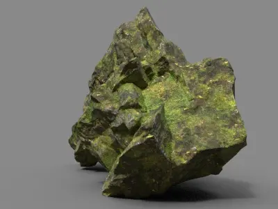 Low poly Sharp Rock Mossy 191219 Low-poly 3D model
