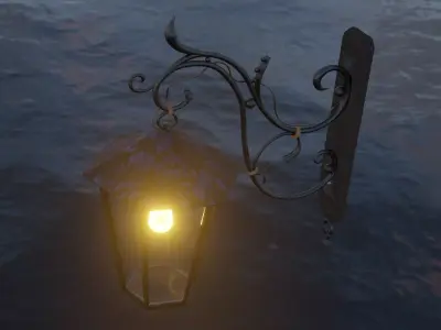 Japanese street lamp  Low-poly 3D model