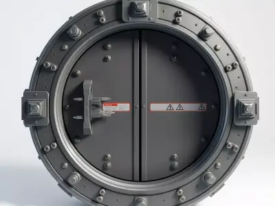 Modular SciFi Bulkhead Door Low-poly 3D model