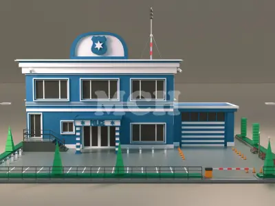 Police Station Low-poly 3D model