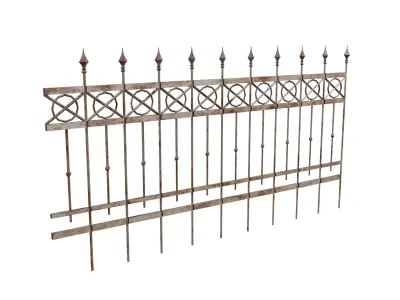 Metal Picket Fence Low-poly 3D model