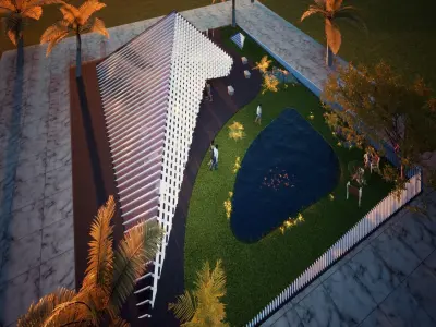 pavilion couple at table Free low-poly 3D model