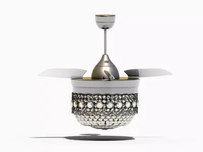 Modern Crystal Ceiling Fan Low-poly 3D model