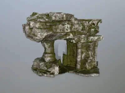 temple stone structure Low-poly 3D model