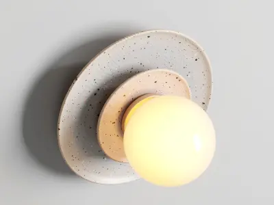 2 light pink and gray Aureole Ceramic Wall light Low-poly 3D model