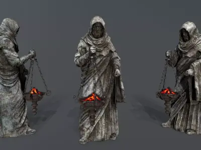 Old Statue 5 Low-poly 3D model