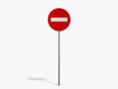 No Entry Sign Low-poly 3D model