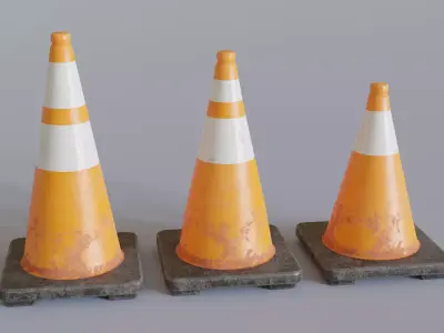 Traffic Cones Low-poly 3D model