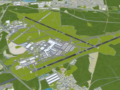 Prague Vaclav Havel Airport 15km Low-poly 3D model