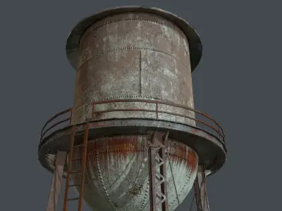 PBR Water Tower Low-poly 3D model