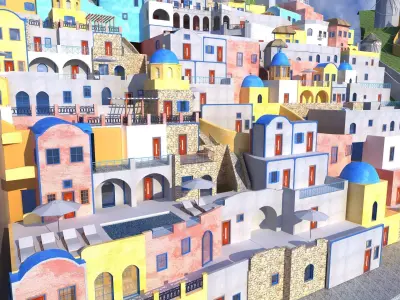 Aegean Sea Town 3D model