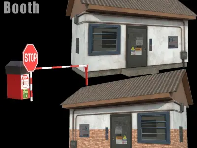 Security Booth - PBR - VR AR Low-poly 3D model