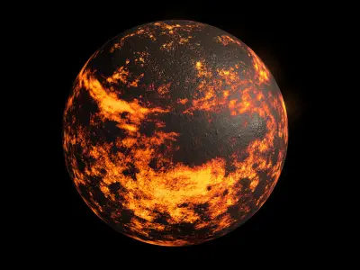 Lava Planet 03 - 8k PBR Low-poly 3D model