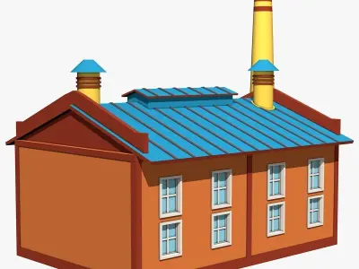 Industrial Factory Low-poly 3D model